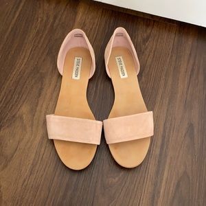 Steve Madden open toe flats, light pink, size 9.5